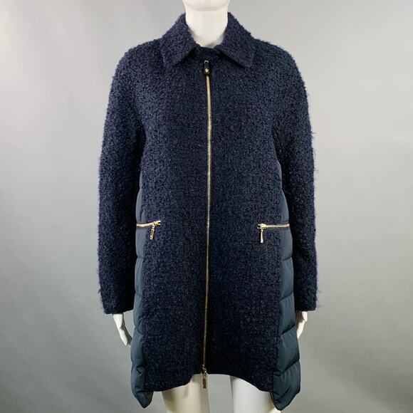 MONCLER by GIAMBATTISTA VALLI Size XS Cathy Navy Faux Fur Zip Pockets Coat - Picture 1 of 12